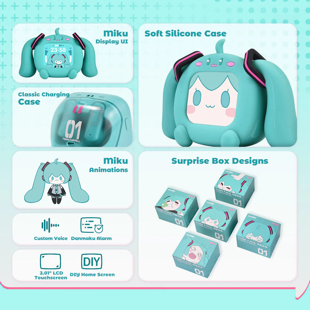 Auriculares Inalámbricos Hatsune Miku Cube Face TWS – Pantalla LCD Táctil & Funda Kawaii Edición Bilibili